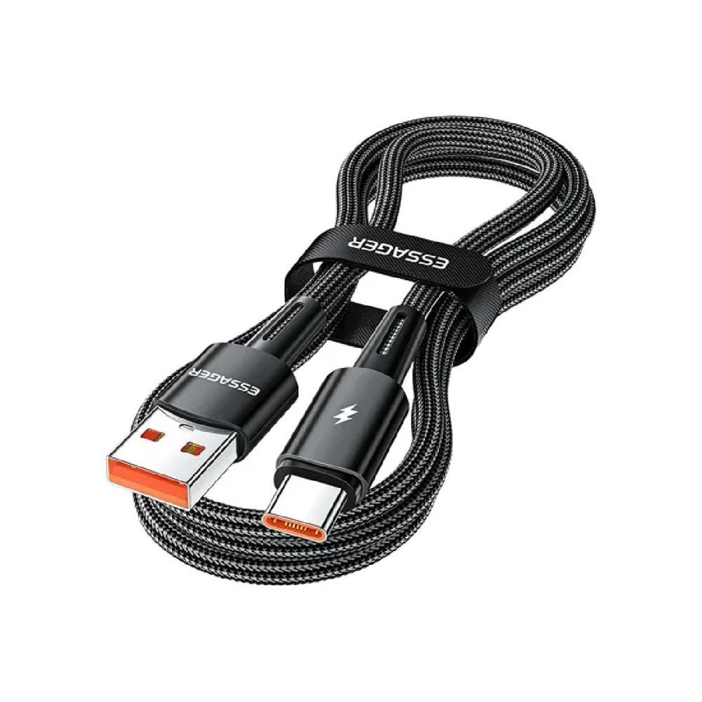 Cable de Carga Rápida de 1M Essager 120W de USB A-USB C color  negro