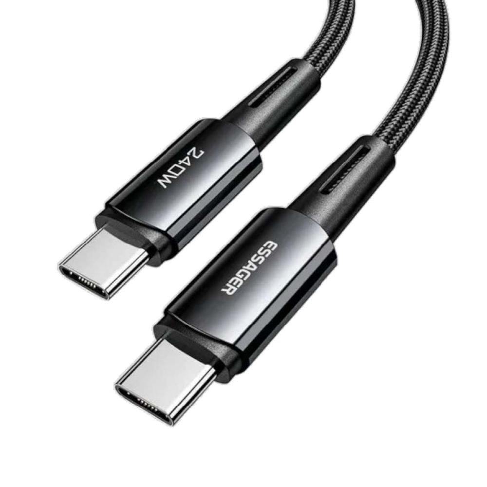 CABLE 1M USB C - USB C CARGA DATOS 240W ESSAGER NEGRO