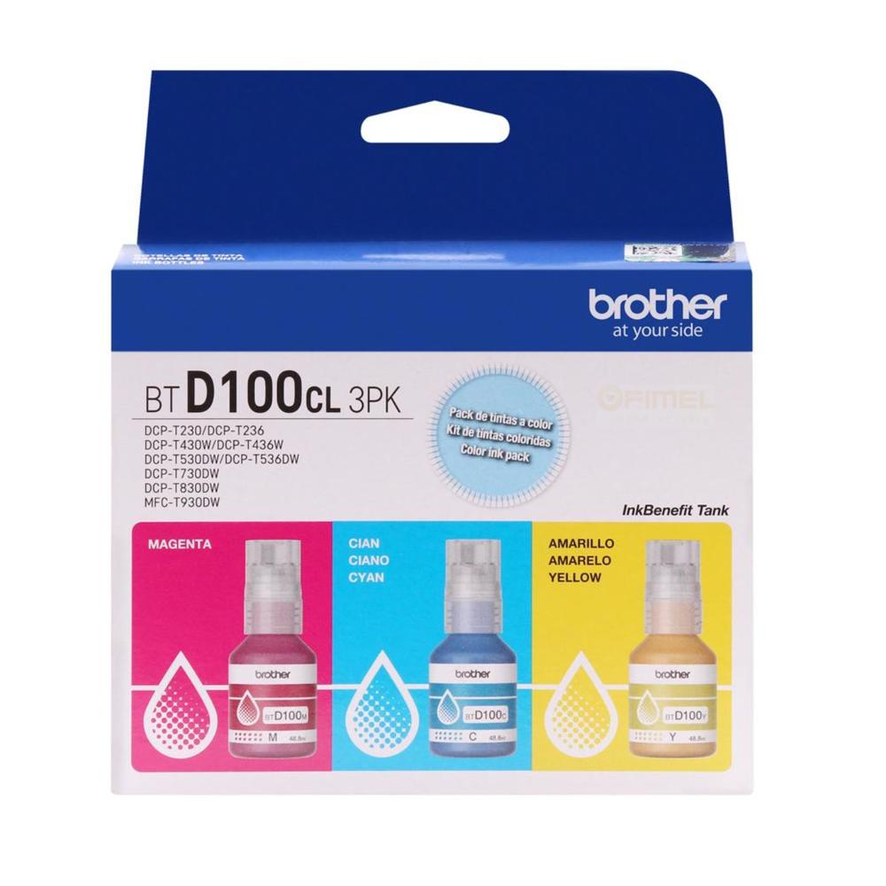 Kit Tinta Brother BTD100CL 3PK Cian Magenta Amarillo