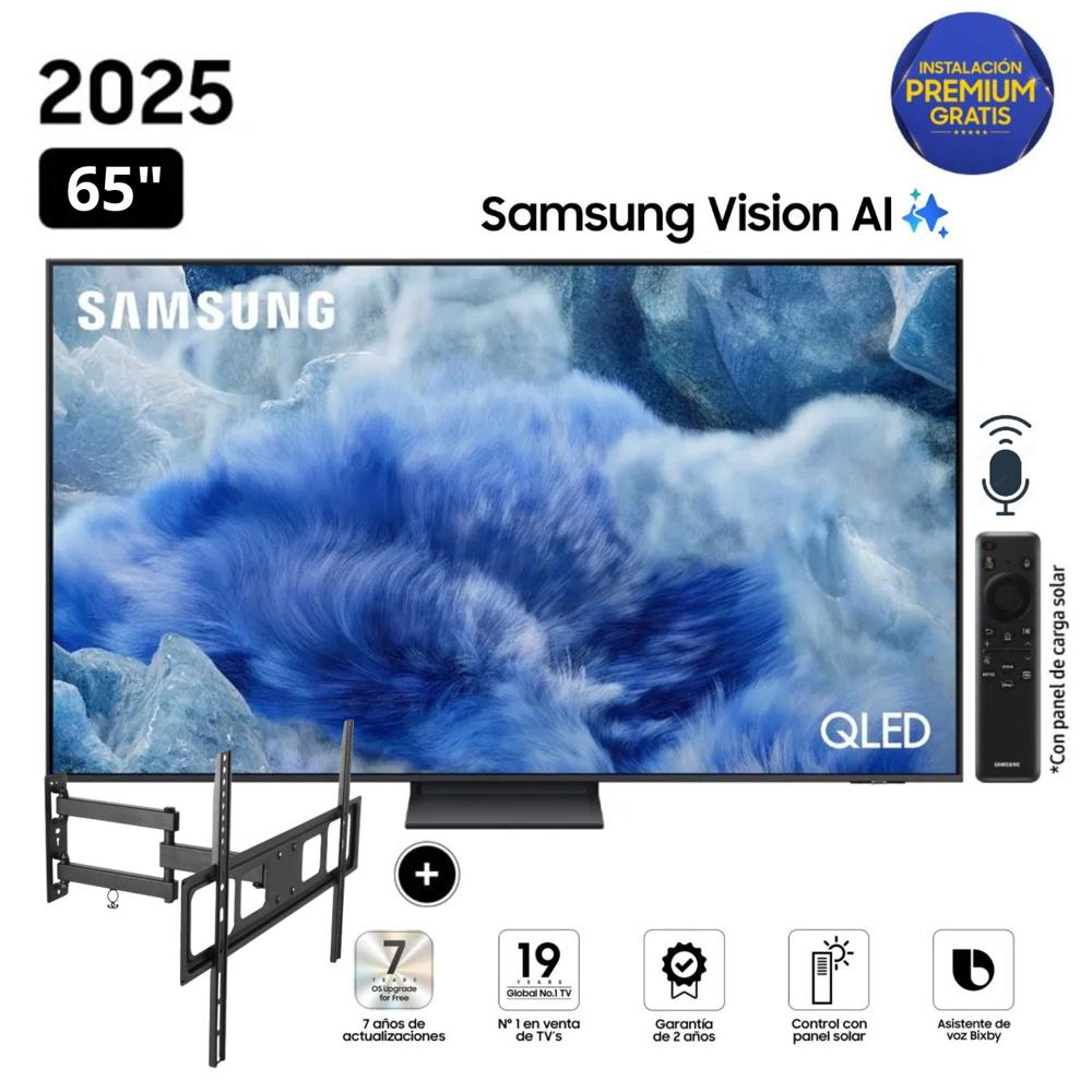 Televisor Samsung QLED 65 Visión AI Smart TV QN65Q8FAAGXPE + Rack Giratorio