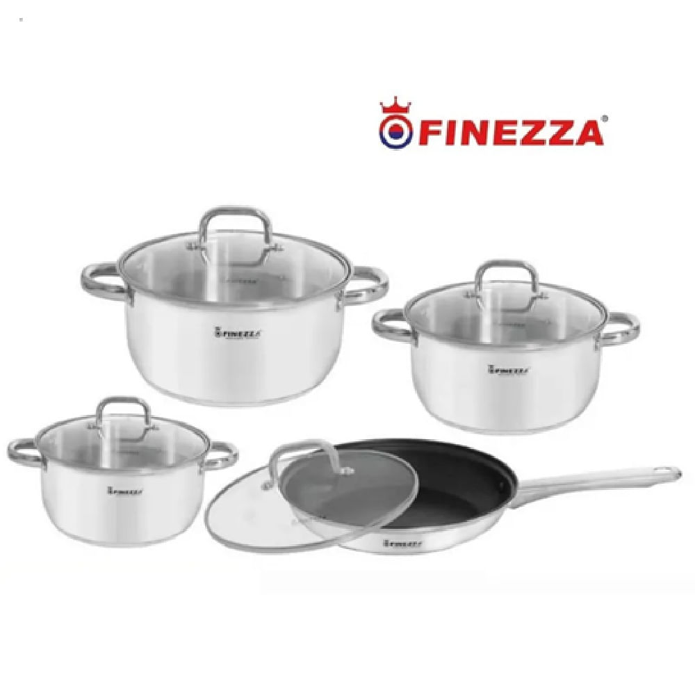Juego de ollas FINEZZZA de ACERO INOXIDABLE 8 Pzs FZ-972AE-IN
