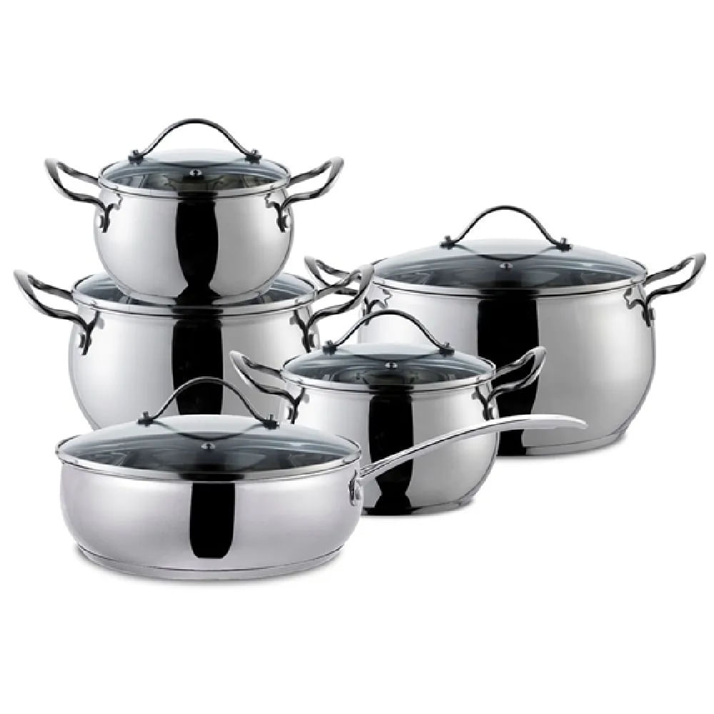 Juego de ollas ILKO de ACERO INOXIDABLE mod APPLE  10 pzas