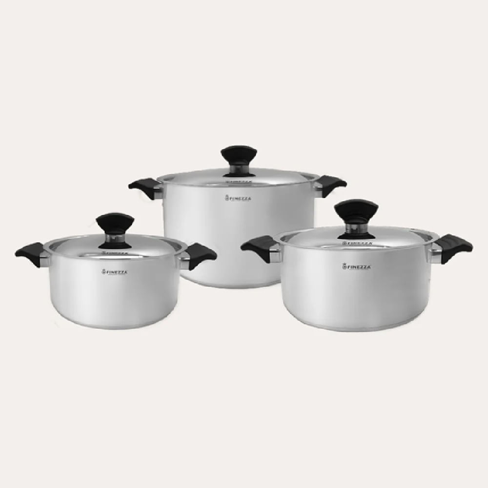 Juego de Ollas  FINEZZZA  de ACERO INOXIDABLE 6 Pzas FZ-1042TS-IN