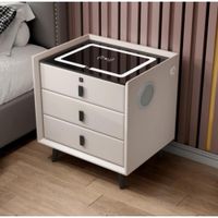 Mesa de Noche Velador Smart con USB Carga Inalambrica y Parlante - 3 Niveles Blanco