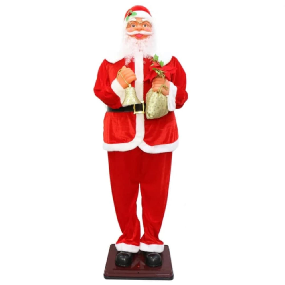 Papanoel Grande de Navidad Musical y con Movimiento con Campanita 180cm