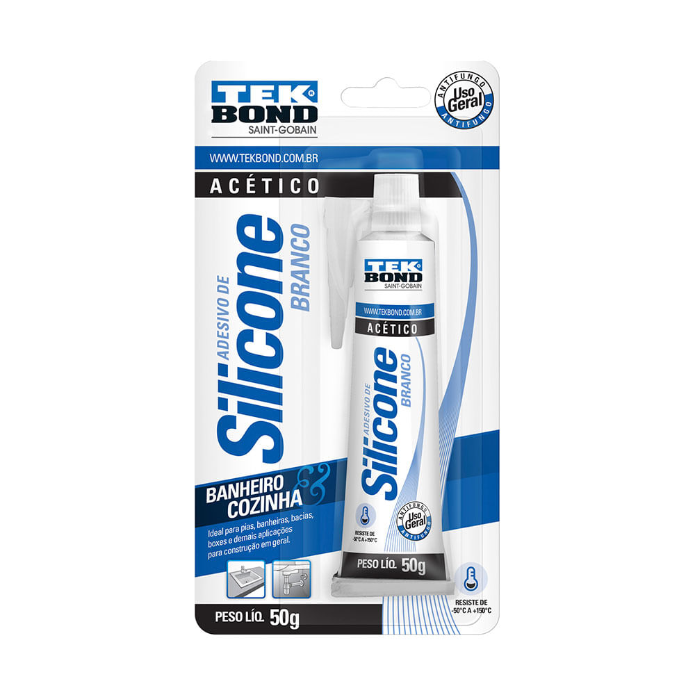 Silicona Acética Blanca Tekbond 50gr: Sellador Resistente a Rayos UV