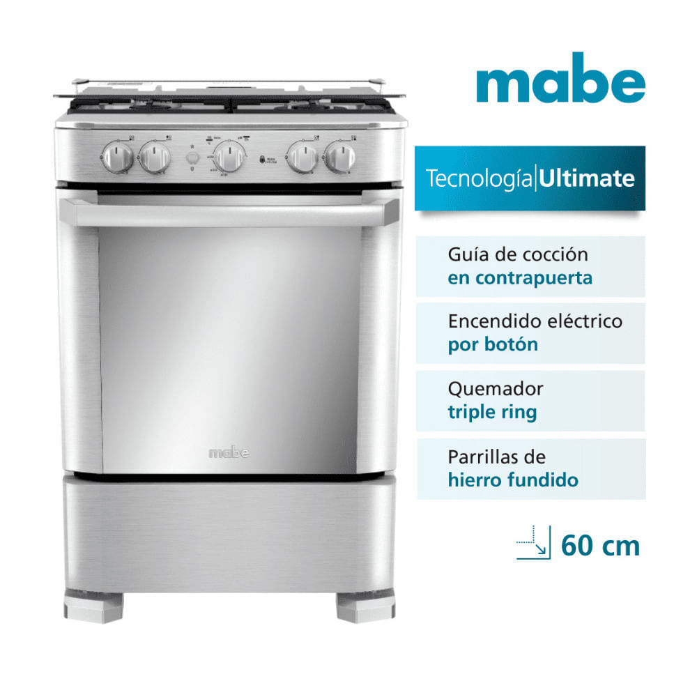 Cocina de pie Mabe Cmp6060Fx1 60cm 4 hornillas
