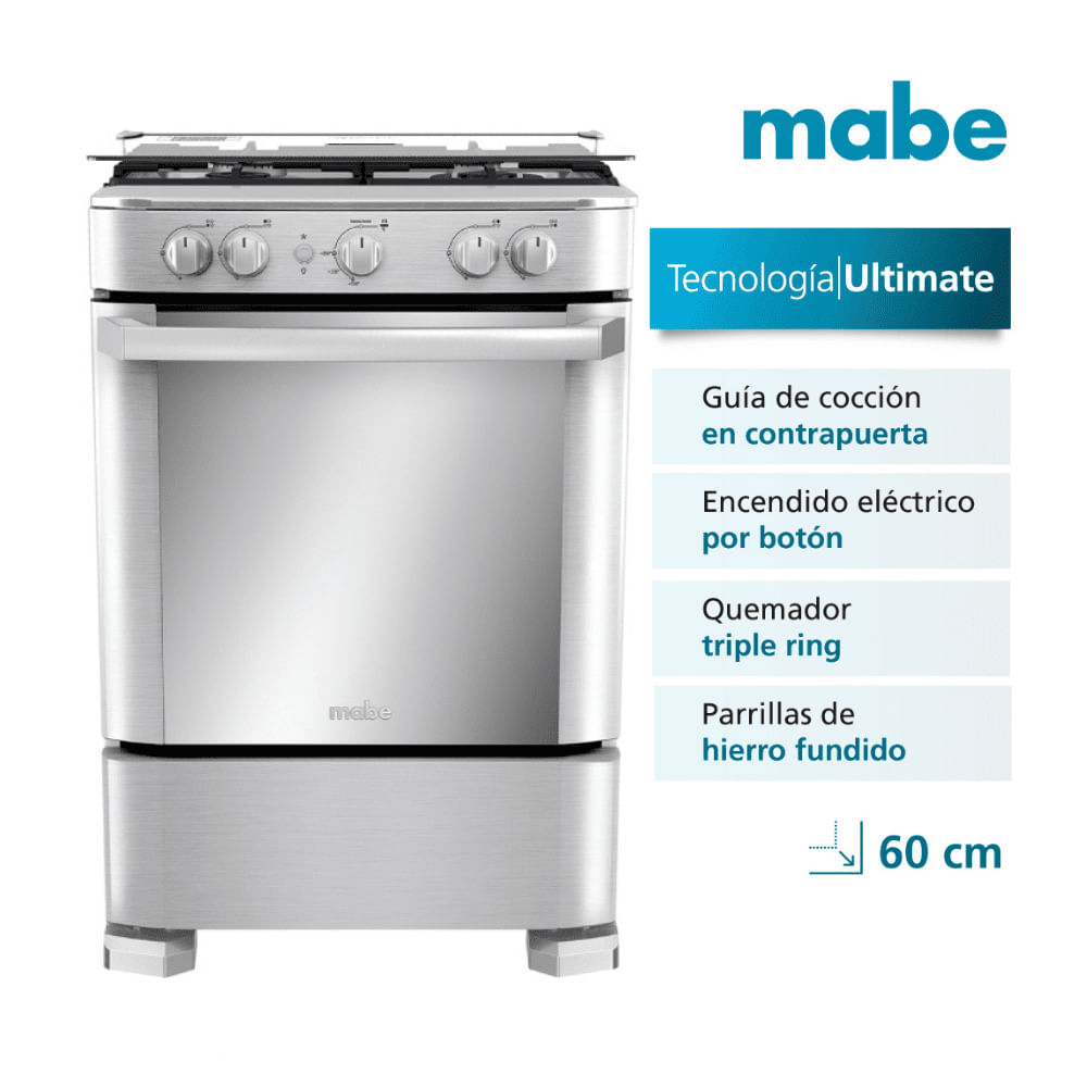 Cocina de pie Mabe Cmp6040Fx1 60cm 4 hornillas