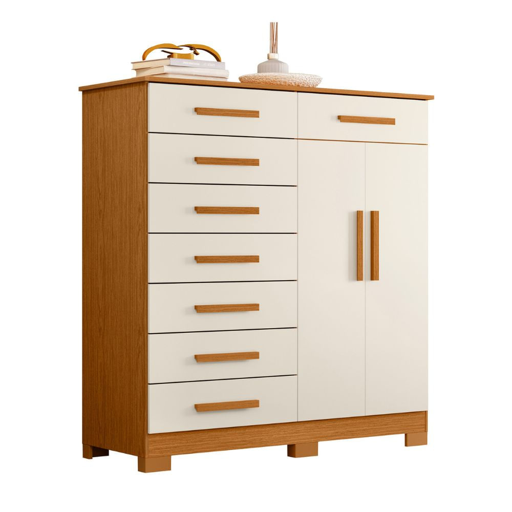 Cómoda MDP Orange Modelo Verona Beige con 8 Cajones y 2 Puertas