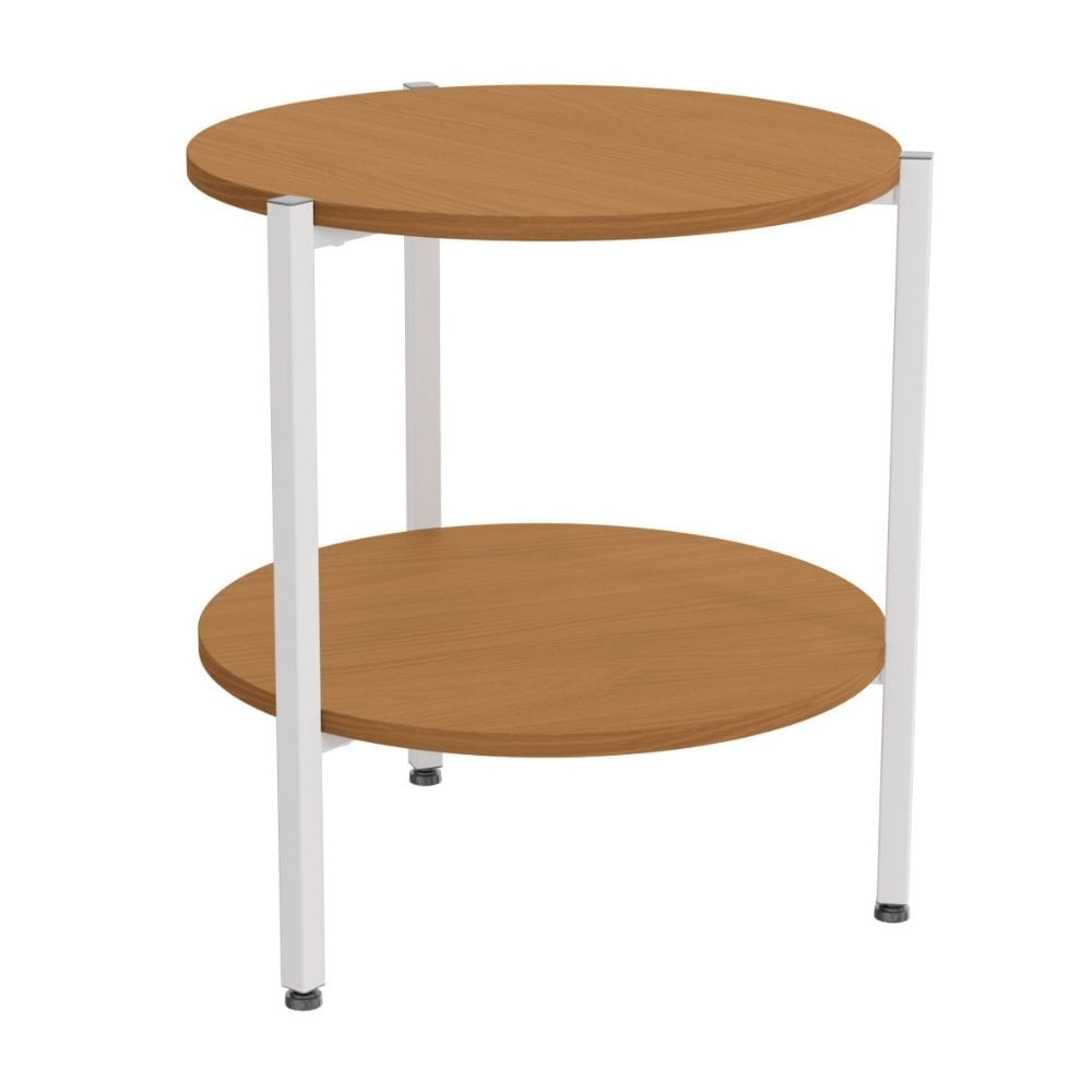 Mesa Auxiliar Redonda London 47cm Canela/Metal Blanco Orange