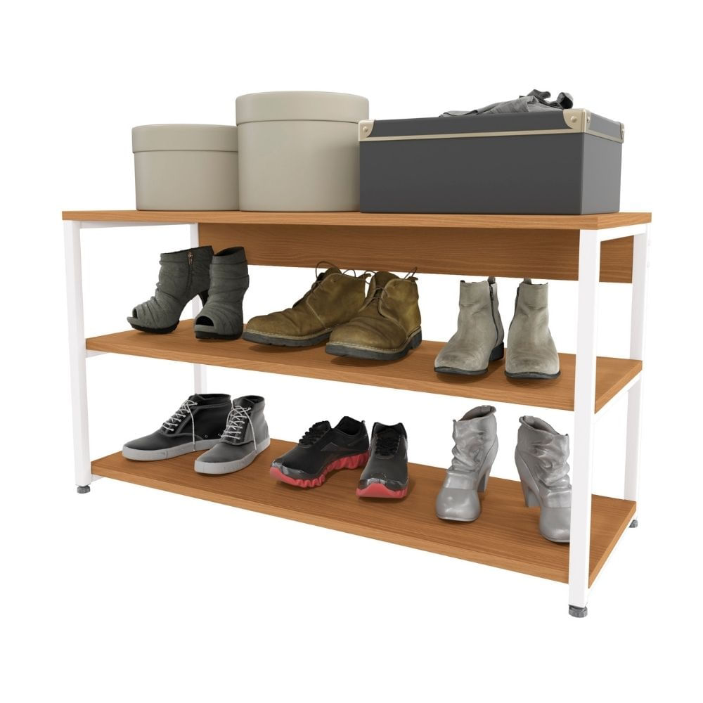 Zapatera London 3 Niveles Canela/Metal Blanco Orange