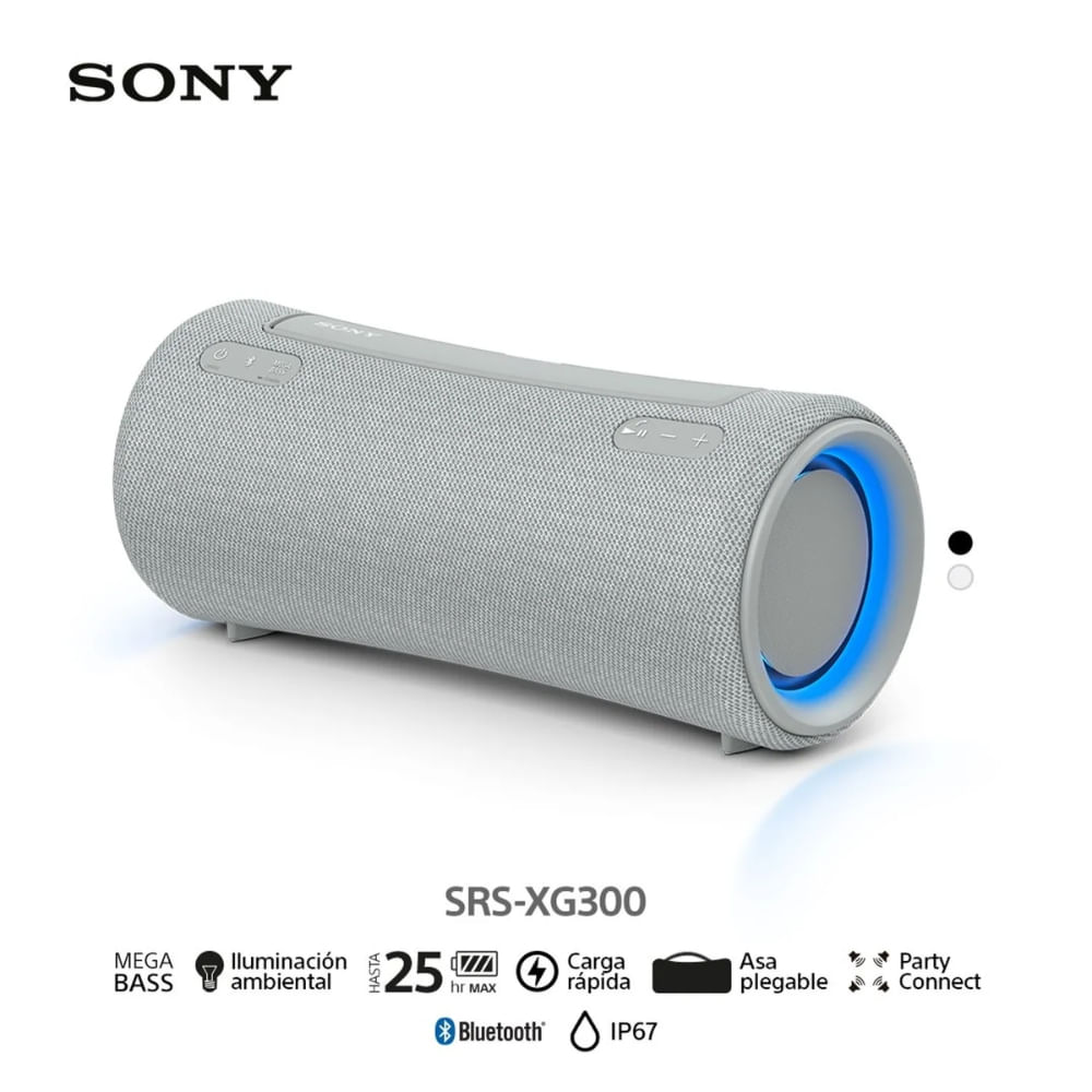 Sony Parlante Mega Bass Bluetooth Portátil Waterproof SRS-XG300 Gris
