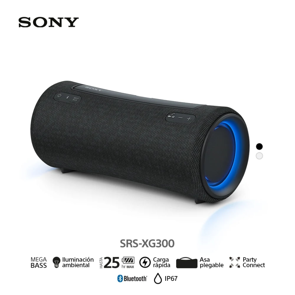 Sony Parlante Mega Bass Bluetooth Portátil Waterproof SRS-XG300 Negro