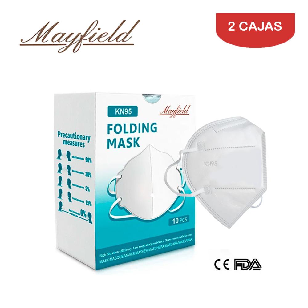 Mascarilla KN95 Mayfield 5 capas Blanco Caja*10und Pack 2 Cajas