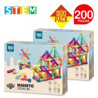 Bloques Magnéticos Didácticos STEM Caja 100 Piezas Dúo Pack 200 Piezas