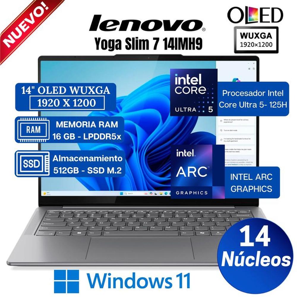 Laptop Lenovo Yoga Slim 7 14IMH9 14"" WUXGA OLED, Core Ultra 5 125H, Ram 16GB, Ssd 512GB, Win 11