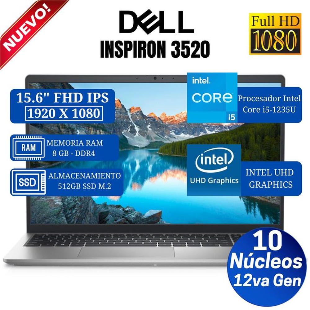 Laptop Dell Inspiron 3520 15.6"" FHD IPS, Core i5-1235U, Ram 8GB, Ssd 512GB, Free Dos
