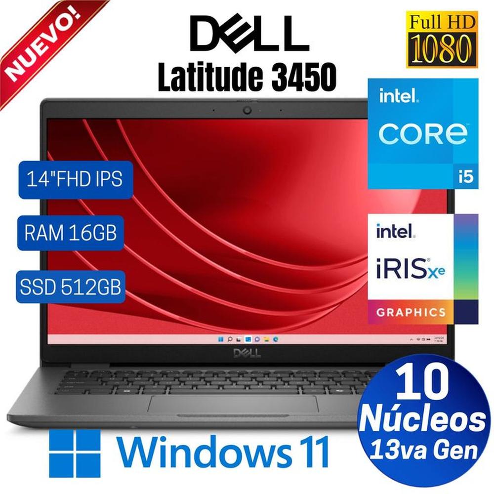 Laptop Dell LATITUDE 3450 14"" FHD IPS, Core i5-1335U, 13va Gen, Ram 16GB, Ssd 512GB, Win 11 Pro