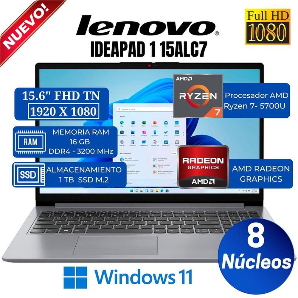 Laptop Lenovo IdeaPad 1 15ALC7 15.6"" FHD TN, AMD Ryzen 7-5700U, Ram 16GB, SSD 1 TB, Win 11