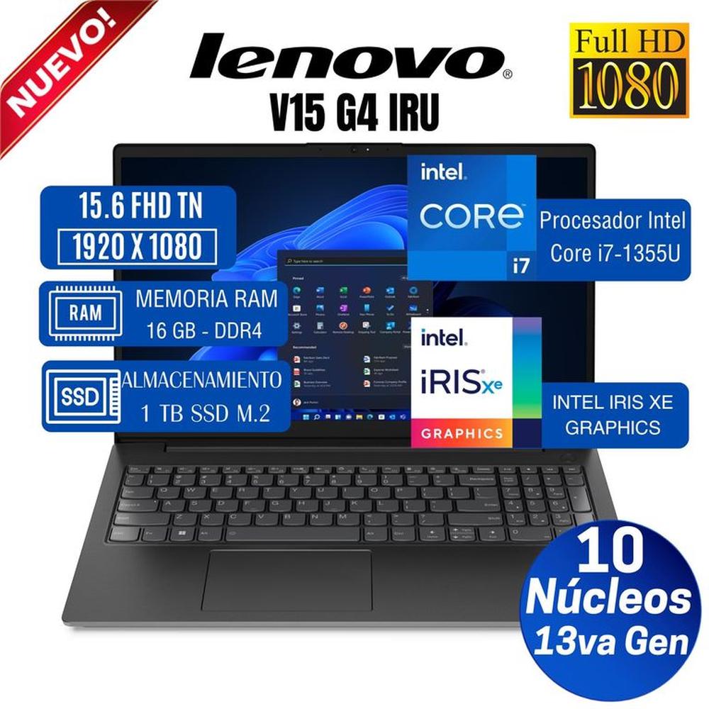 Laptop Lenovo V15 G4 IRU 15.6"" FHD TN, Core i7-1355U, 13va Gen, Ram 16GB, SSD 1 TB, Free Dos.