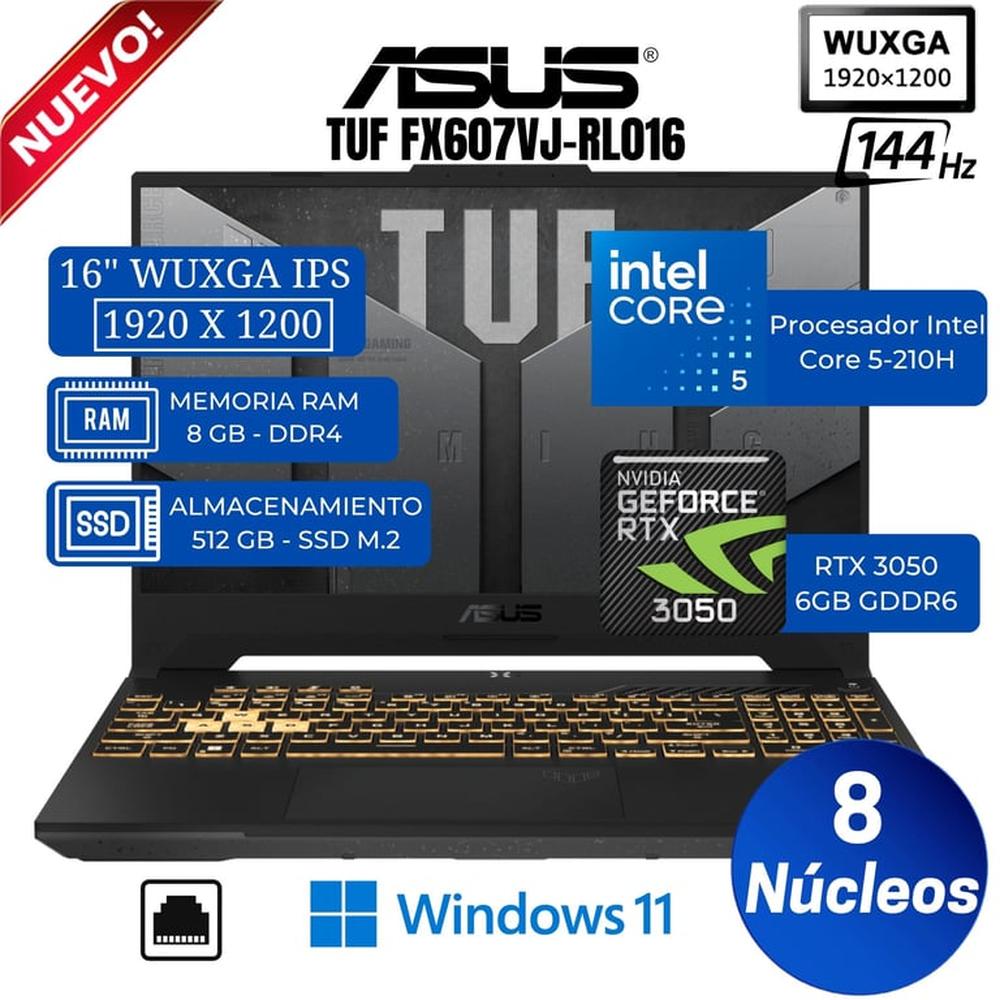 Laptop Asus TUF FX607VJ-RL016 16"" WUXGA, Core 5-210H, Ram 8GB, Ssd 512GB, RTX 3050 6GB, Win 11