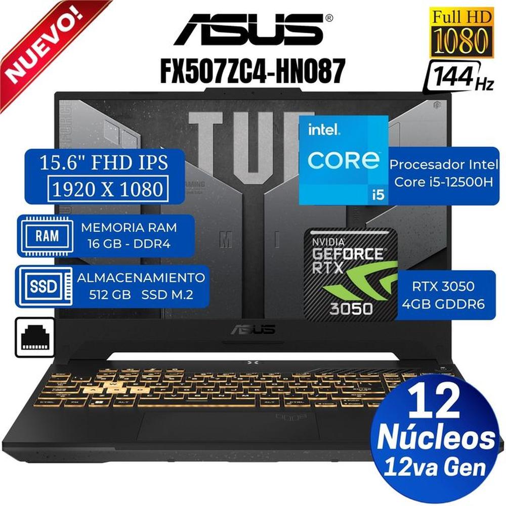 Laptop Asus TUF Gaming F15 FX507ZC4-HN087 15.6” FHD, Core i5-12500H, Ram 16GB, SSD 512 GB, Free DOS