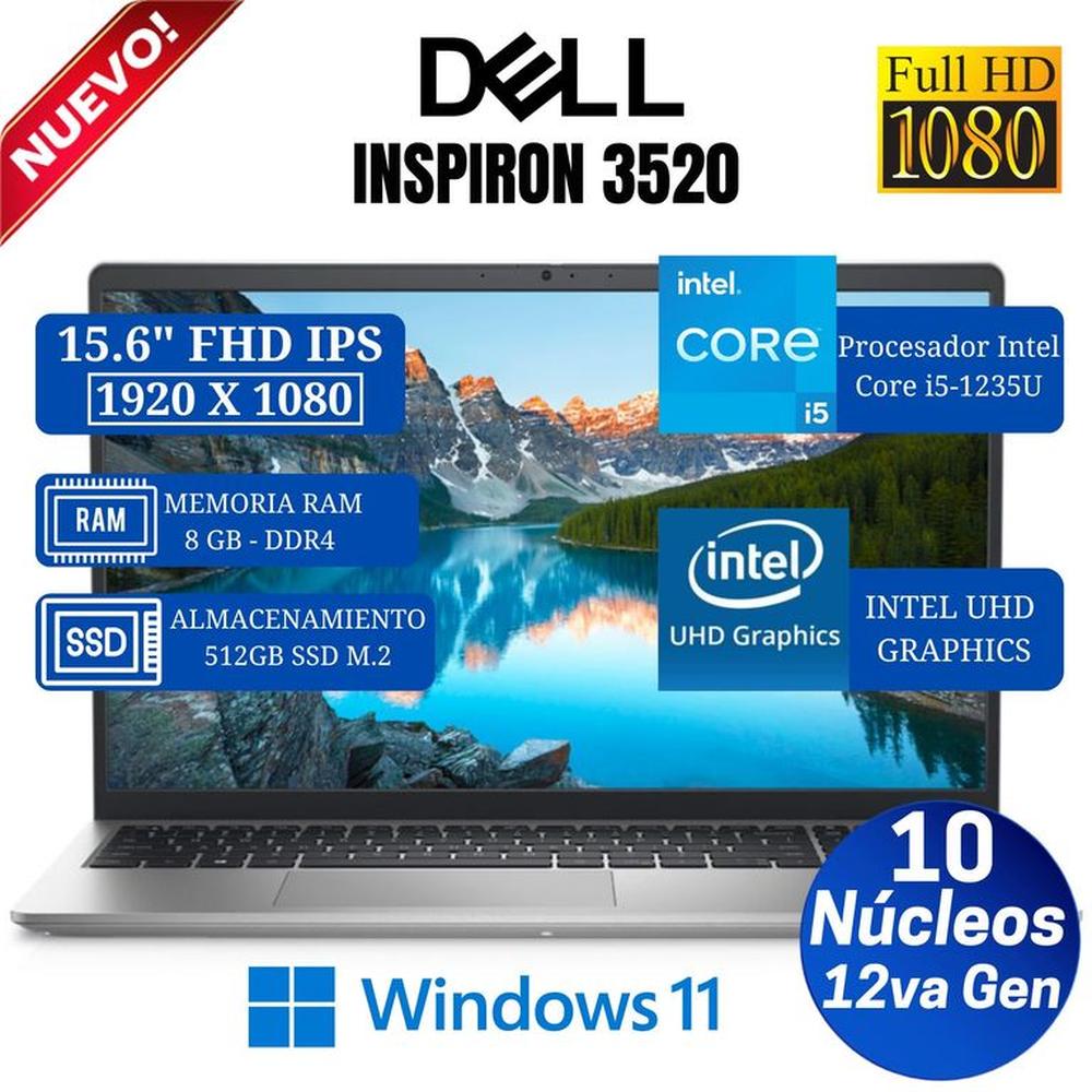laptop Dell Inspiron 15 3520 15.6"" FHD IPS ,Core i5-1235U, 12va Gen,Ram 8GB, SSD 512GB,Win 11