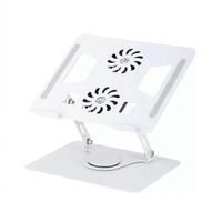 Soporte de Aluminio S&T para laptop 11-18"" Gira 360° Ventiladores Dobles  HL906F Blanco