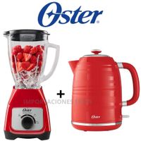 Combo Oster licuadora 2 vel rojo de 1.5 L+ hervidora rojo de 1.7 L