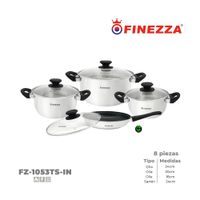 Juego de ollas FINEZZA Acero Inoxidable FZ-1053TS-IN 8 Pzs