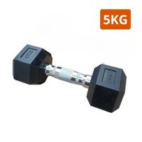 Mancuerna Pesa Exagonal Cromada y de Caucho 5Kg