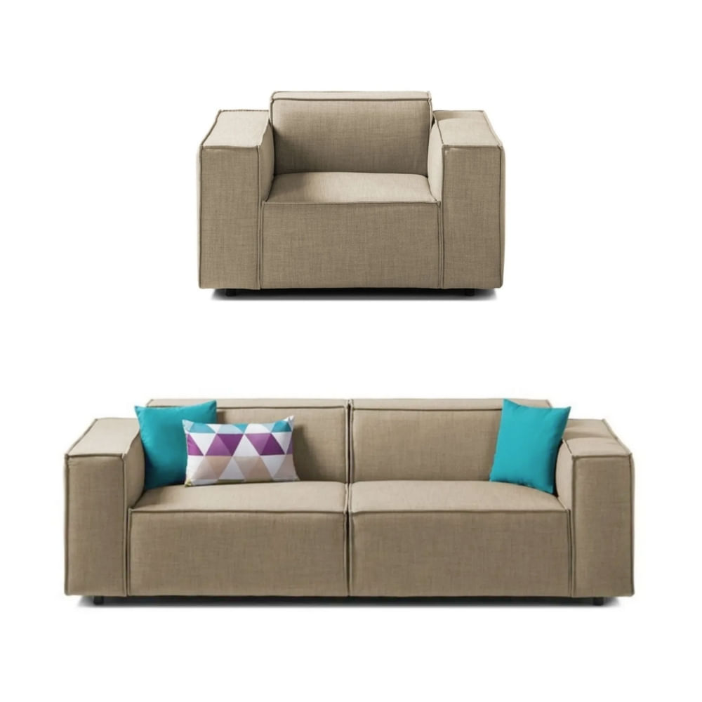 Juego de Sala Vitoriano 2 1 Beige Oscuro