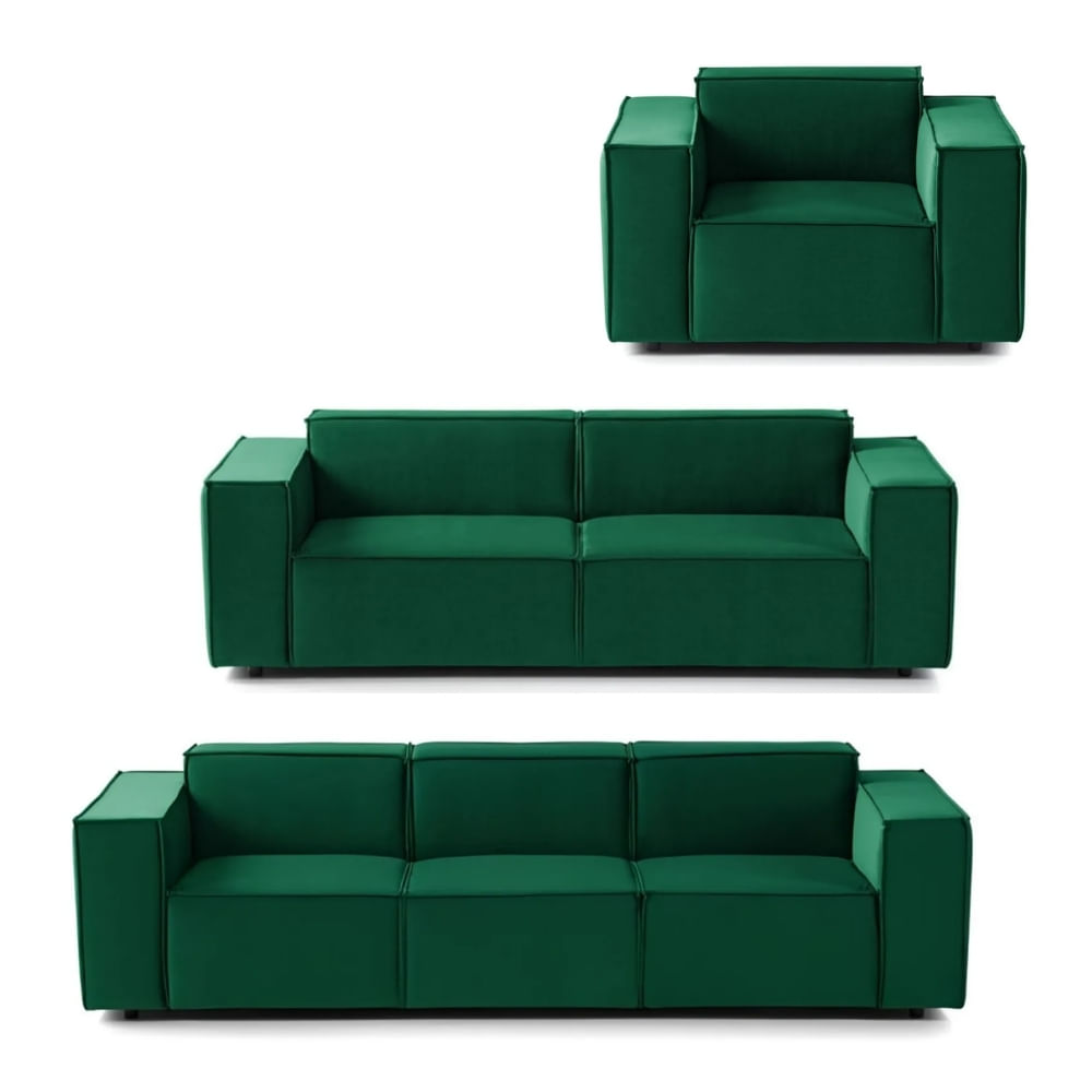 Juego de Sala Vitoriano 3 2 1 Verde