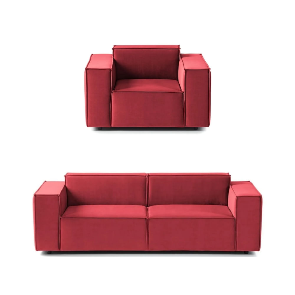 Juego de Sala Vitoriano 2 1 Rojo