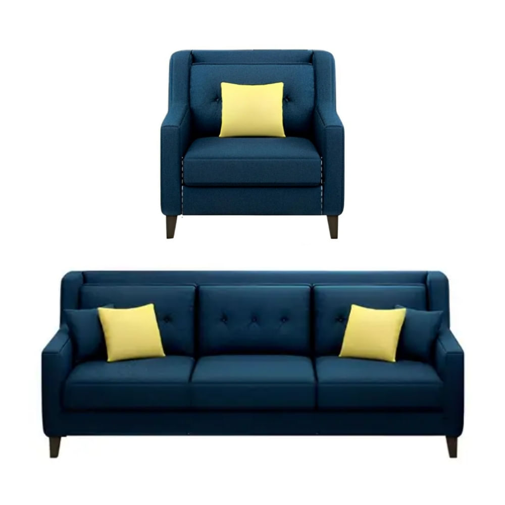 Juego de Sala Barroco 3 1 Azul Oscuro