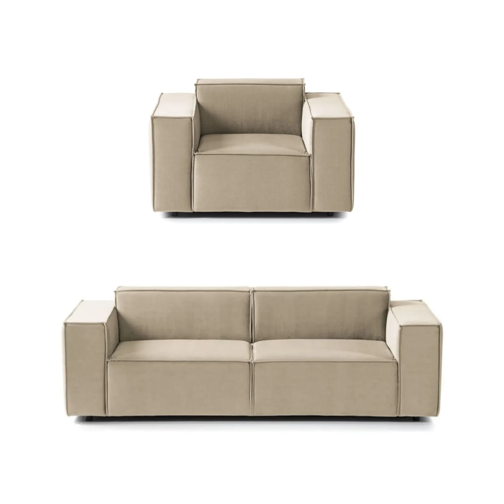 Juego de Sala Vitoriano 2 1 Beige Claro