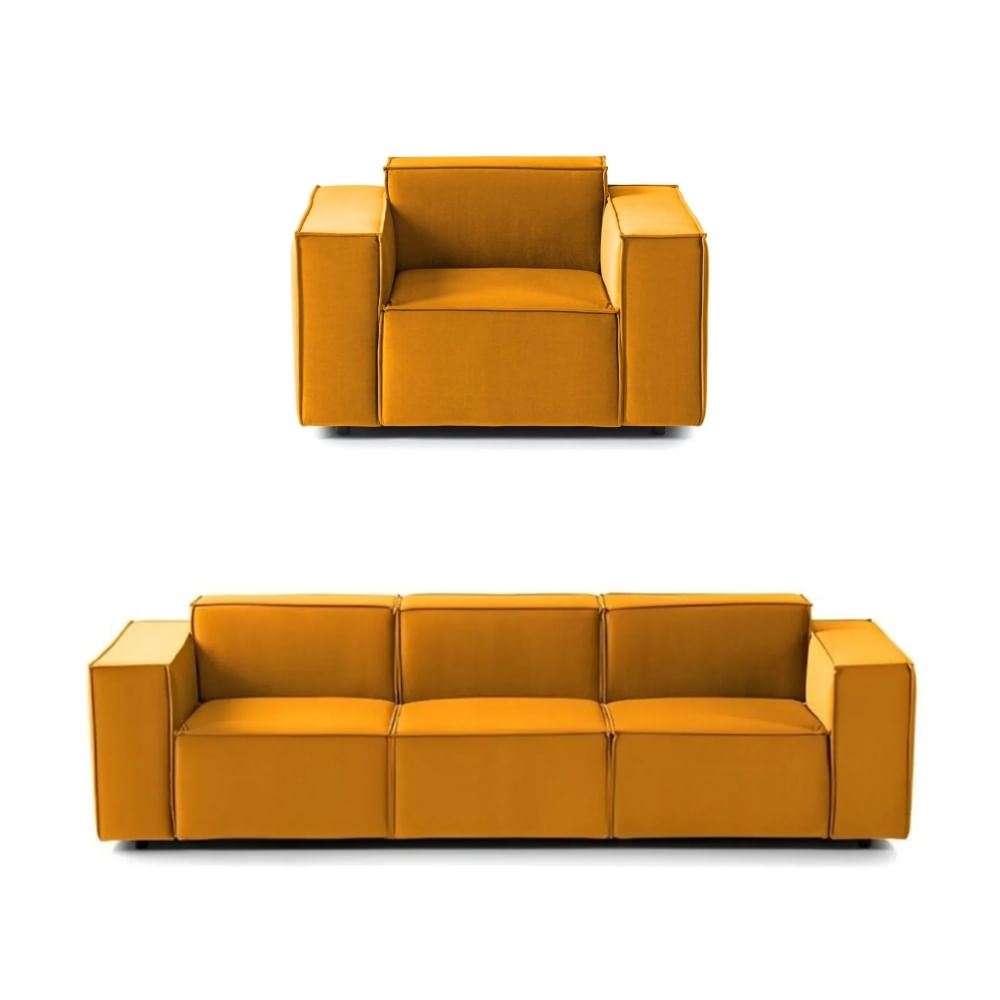 Juego de Sala Vitoriano 3 1 Mostaza