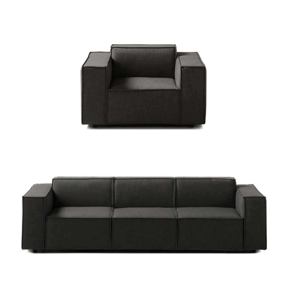 Juego de Sala Vitoriano 3 1 Gris Oscuro