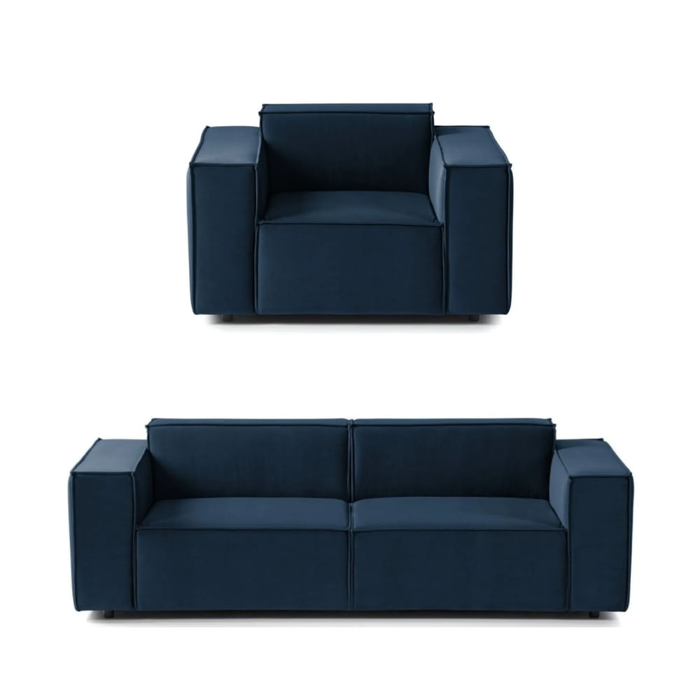 Juego de Sala Vitoriano 2 1 Azul Oscuro