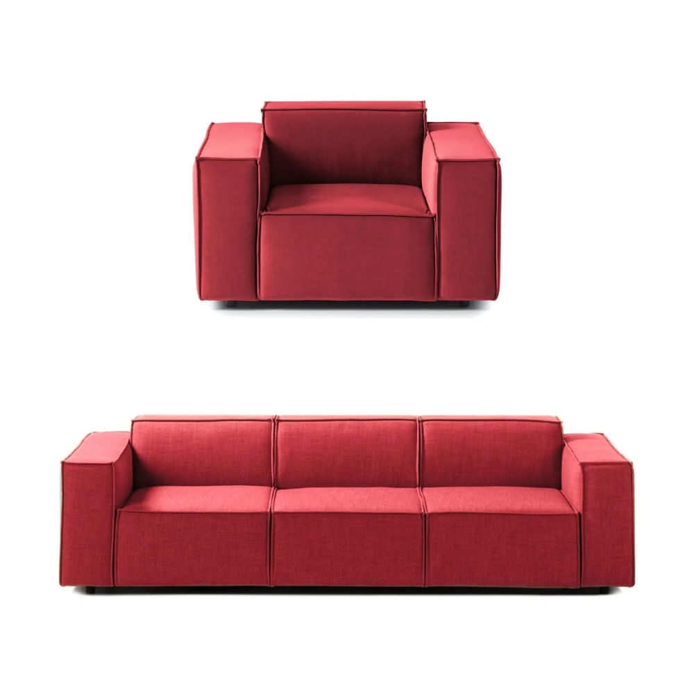 Juego de Sala Vitoriano 3 1 Rojo