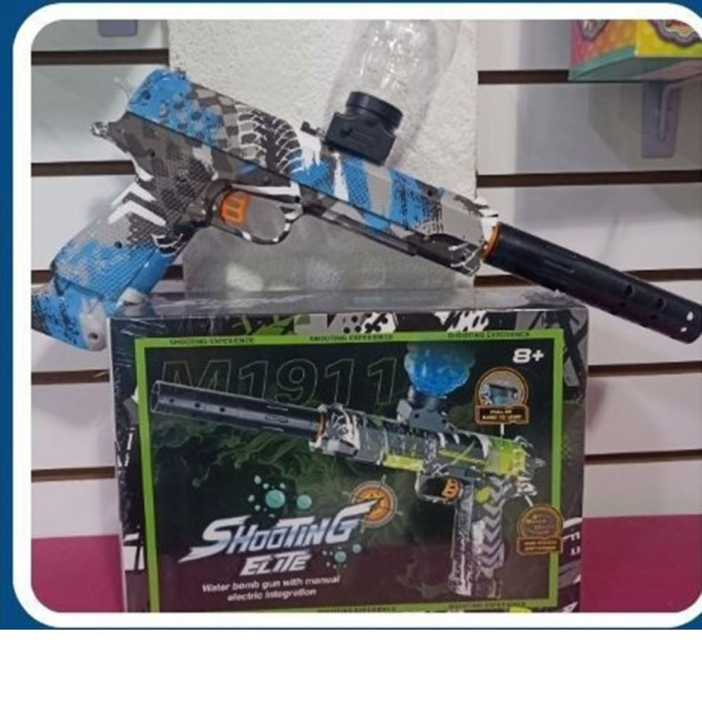 Pistola Hidrogel Glock C/Laser, Linterna y Silenciador Azul