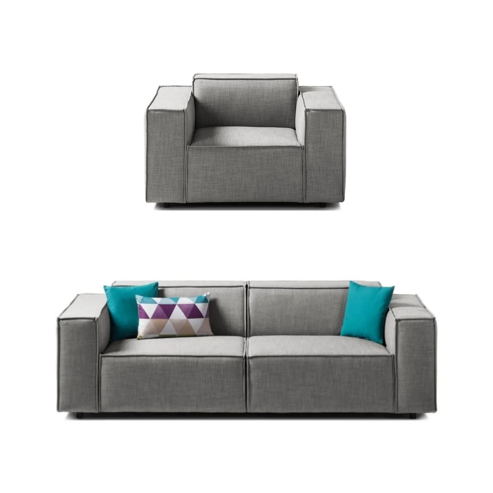 Juego de Sala Vitoriano 2 1 Gris Claro