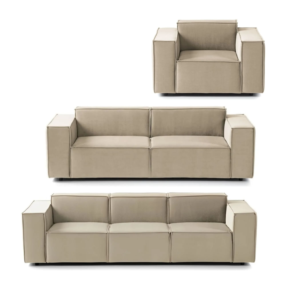 Juego de Sala Vitoriano 3 2 1 Beige Claro