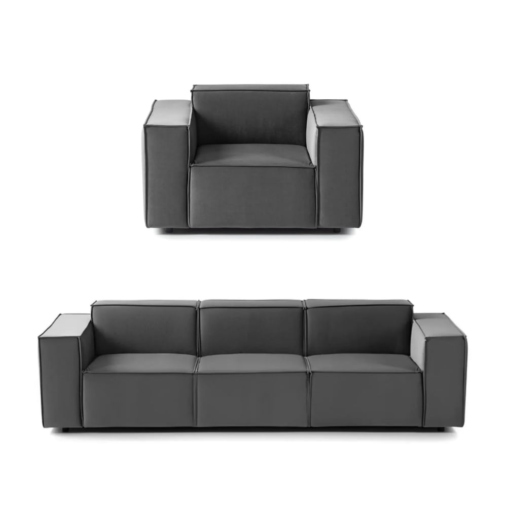 Juego de Sala Vitoriano 3 1 Gris