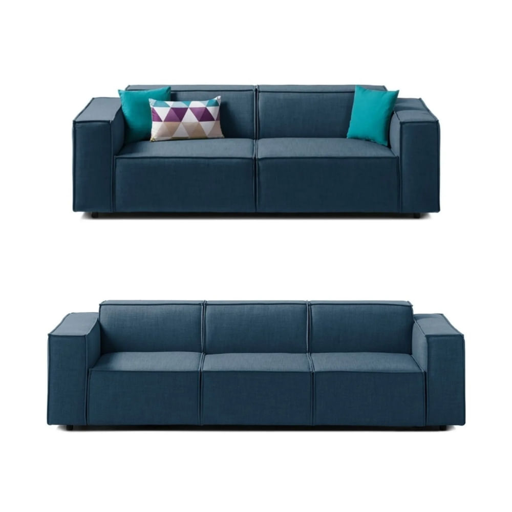 Juego de Sala Vitoriano 3 2 Azul Claro