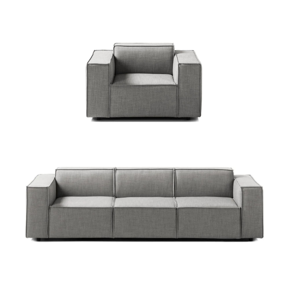 Juego de Sala Vitoriano 3 1 Gris Claro