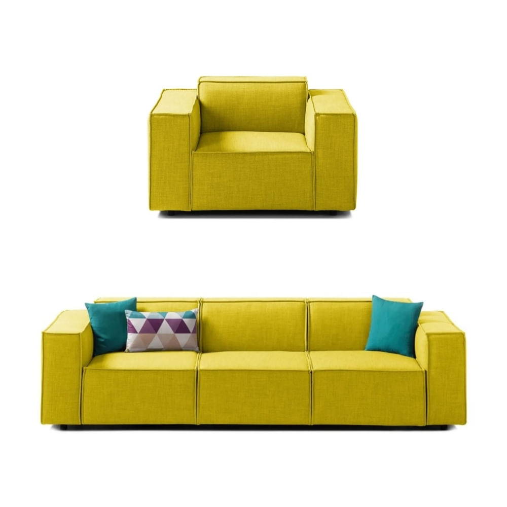 Juego de Sala Vitoriano 3 1 Amarillo