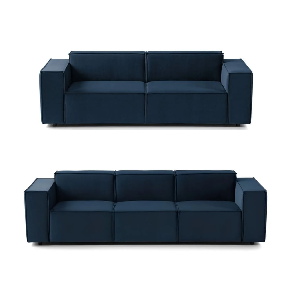 Juego de Sala Vitoriano 3 2 Azul Oscuro