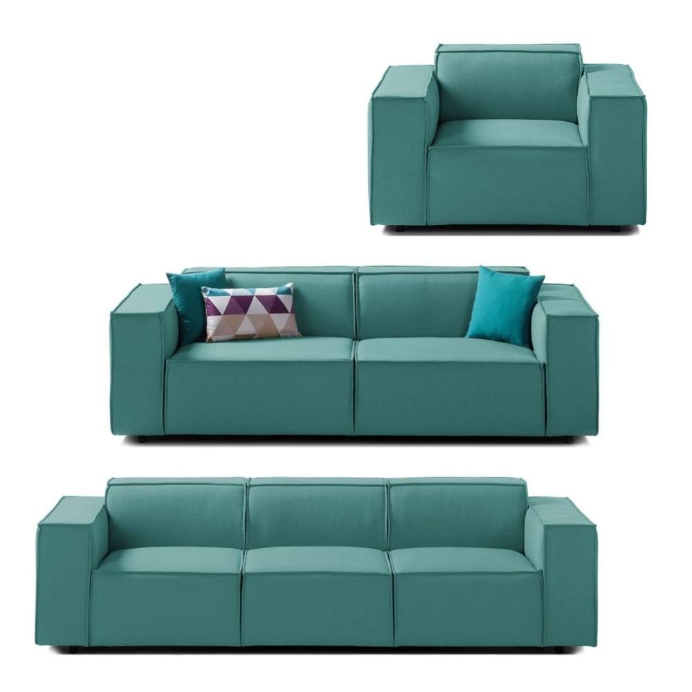 Juego de Sala Vitoriano 3 2 1 Turquesa