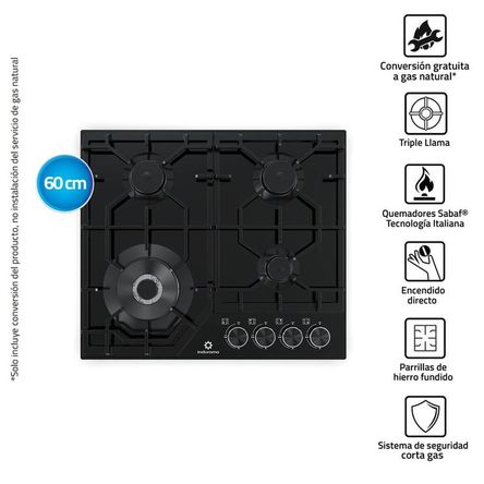 COCINA EMPOTRABLE INDURAMA DE 4 HORNILLAS - EGASI 604CGNE. COCINA EMPOTRABLE INDURAMA DE 4 HORNILLAS - EGASI 604CGNE.